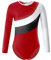 iEFiEL Mädchen Metallic Turnanzug Langarm Gymnastikanzug Tanzbody Leotard mit Strass Glänzende Ballett Trikot Turnkleidung Tanzkostüm Wd Rot + Weiß 170-176