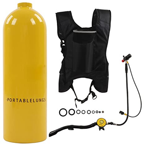 DIDEEP 2L X5000Pro Réservoir de Plongée équipement de Plongée Double Bretelles Kit de Cylindre de Plongée sous-Marine pour la Respiration sous-Marine (Point Noir de Bouteille
