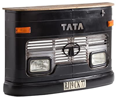 Woodkings Bartresen TATA I Bartheke Industial I Hausbar mit Flaschenregal I Metall & Mangoholz I Bartisch I Barschrank I Barregal