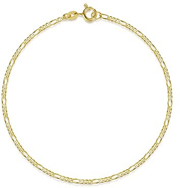 Edles Figarokette Armband Breite 2mm | aus echt 585 Gold | hochglanzpoliertes Armband | Echtgold mit Federringverschluß
