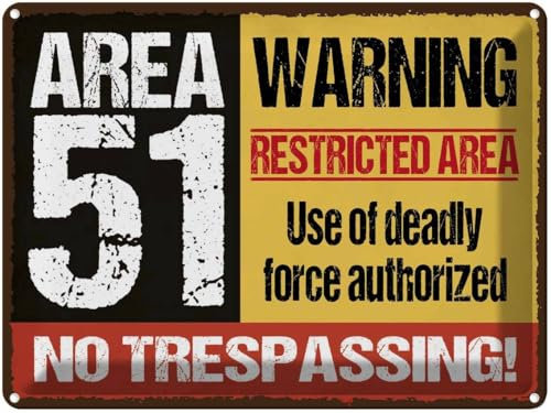 vianmo Blechschild 30x40 cm area 51 warning restrictes Deko Geschenk Metall Schild