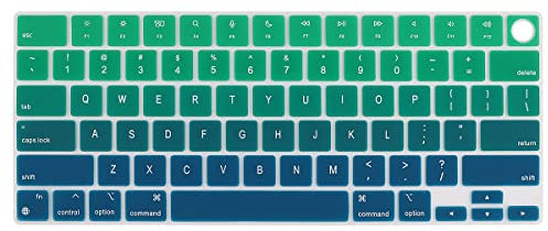 Batianda Premium Gradient Color Keyboard Cover for M2 M3 Chip MacBook Air 15 inch 2023 2024 & MacBook Air 13.6 2022 Soft-Touch Silicone Protective Skin,Gradient Green