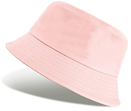 Tuopuda Fischerhüte Bucket Hat Unisex Sonnenhut Baumwolle Buckethut Faltbar Fischerhut Anglerhut Sommer 56-58cm, Rosa-B