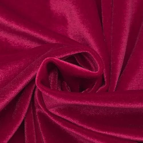 STOFFKONTOR Stretch Pannesamt Stoff - Meterware, Farbe Rot - Öko-Tex Standard 100 - zum Nähen von Bekleidung, Kostümen, Dekorationen usw.