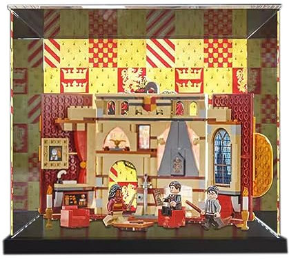 Acryl Vitrine für Lego Harry Potter Gryffindor Haus Banner Set 76409 Modell - Staubdichte Anti-UV Aufbewahrungsbox - Sammler (Hintergrund A)