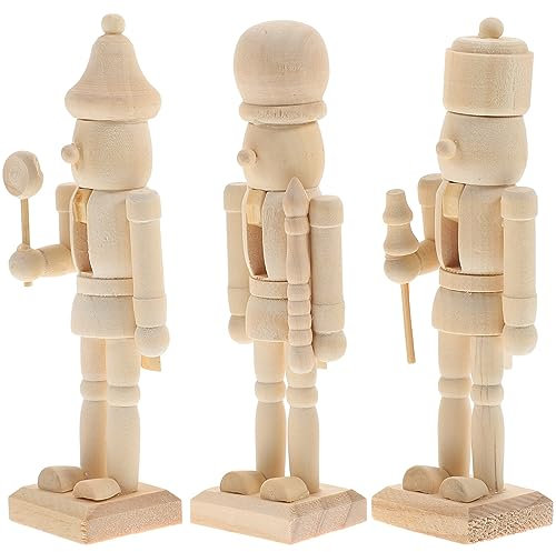 MAGICLULU Ruolo Giocattolo 3 Schiaccianoci Natalizi In Legno Non Finiti Schiaccianoci In Legno Per Dipingere Schiaccianoci Non Verniciati Per Decorazioni Natalizie Fai Te Kids Toys