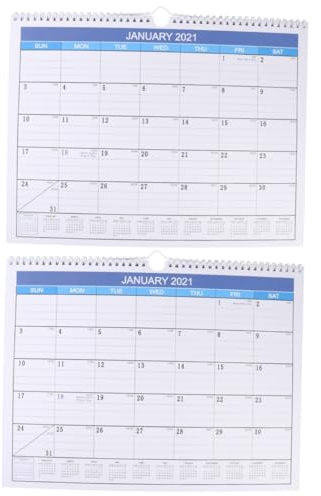 Lurrose 2 Stk Kalender Agenda 2021 Planer Täglich Wandplaner 2021 Umblättern Papier Foto
