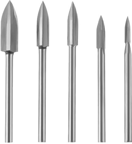 EPLZON Strumenti di intaglio in legno per HSS Rotary Tool 1/8 Shank Universal Tool Per DIY Carving Perforazione Micro Scultura Artigianato in legno Grinding (Pack di 5pezzi)