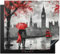 KitchenYeah© Coperchio Piano Cottura 59x52 cm Cucina Copri Fornelli Tappetino Induzione Antiscivolo Piastra Protezione Londra - Rosso - Acquerello - Nero - Coppia