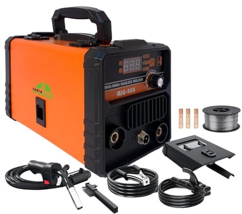Saldatrice Multifunzione Filo Continuo MIG No GAS + MMA Elettrodo 400 Ampere per Fabbro Display Digitale Portatile Saldatura MIG MMA IGBT inverter include Maschera, Torcia e Bobina di Filo Animato
