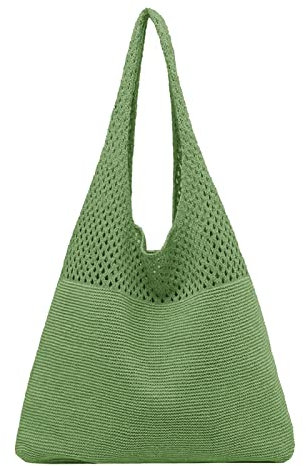 Dinnesis Angebote Blitzangebote Damen Taschen Damen Frühjahr/Sommer Retro hohl gestrickte Handheld One Shoulder Weste Tasche Taschen Schwarz Damen 10 (Green, One Size)