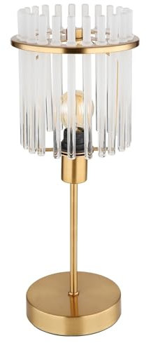GLOBO Tischleuchte in Gold mit Glas Lampenschirm, Höhe 37,5cm