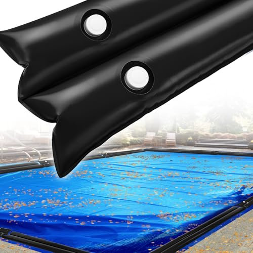 12pcs 10ft Heavy-Duty Pool Cover Water Bags - Thicken Water Tubes Double-Chamber, 0.4mm PVC Pool Cover Weights for Winter Inground and Above Swimming Pool, Black