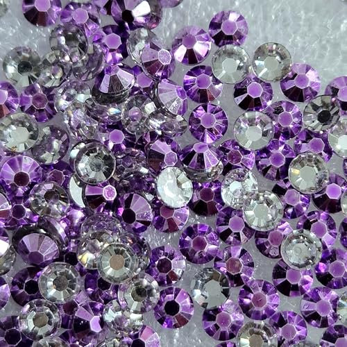 MajorCrafts 2000pcs 4mm ss16 Metallic Flat Back Round 14 Facets Resin Rhinestones Arts and Crafts Embellishment Gems (Lilac Purple M10)