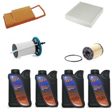 AOQ - Kit tagliando 4 FILTRI COMPATIBILE CON FIAT 500 1.3 MULTIJET DIESEL, LANCIA YPSILON Multijet (312), EURO 6 CON 4LITRI OLIO 5W40