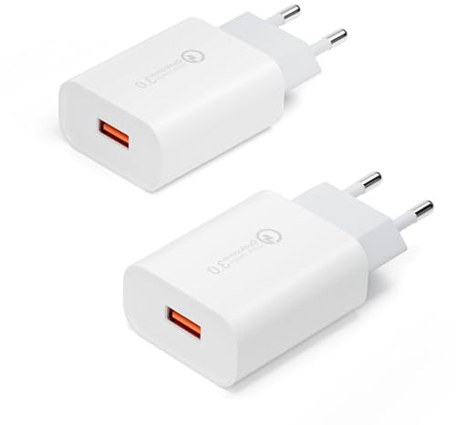 (2 Pack) 18W Chargeur Rapide Prise USB Secteur pour Samsung Galaxy S21 20 S10 S9 S8 S7 A55 A53 A50 A40 A35 A25 A15 A14 A13 A10 M34, pour iPhone Xiaomi Google Huawei Oppo, Chargeur Mural Universel