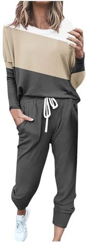Tuta Donna Sportiva Tuta Donna Ginnastica Curvy Caldo Tuta per Casa Donna Oversize Sportivi Set Completo Taglie Forti Felpa Donna Senza Cappuccio e Pantaloni Casual per Jogging Correre Fitness
