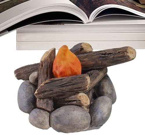 BommFu Feuerornament Miniatur | Lagerfeuer Zur Dekoration | Harz-Feuer-Modell | Harz-Miniaturen | Puppenhaus | Indoor-Camping-Szene - Lagerfeuer-Party