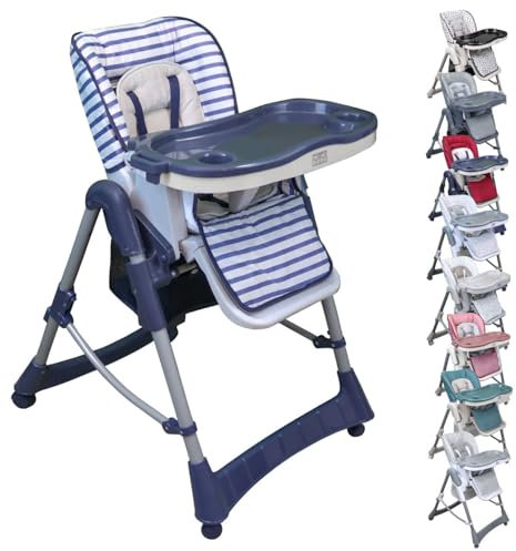 Monsieur Bébé - Chaise haute enfant pliable, réglable hauteur, dossier et tablette - Plusieurs coloris