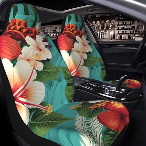 GlbnSHeric Autositzbezug 2 Stück Sitzbezüge für Auto Vordersitze Schutz Hawaii Blumen Sitzbezüge Auto Sitzmatte mit Gummiband Sitzschoner Autobezüge Autozubehör 2er Set