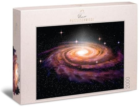 Ulmer Puzzleschmiede - Puzzle „Galaxie“ - Puzzle 2000 Teile Weltall & Universum - Spektakuläre Spiral-Galaxie als 3D-Illustration - Andromeda-Nebel, Astronomie, Galaxy, Deep Space
