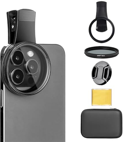 52mm Clip-on CPL Phone Camera Lens Filter Kit, Circular Polarizer Polarizing Filter Compatible with iPhone 15 14 13 12 11,Upgrade Smartphones Portable Polarizer