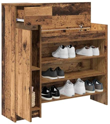 vidaXL Schuhschrank 100,5 x 28 x 100 cm Holzwerkstoff Altholz, Moderner Schuhschrank für Zuhause, rechteckige Möbel mit viel Stauraum, ideal für die Wohnungsorganisation