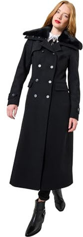 Joe Browns Women's Classic Long Black Coat with Detachable Collar, 10