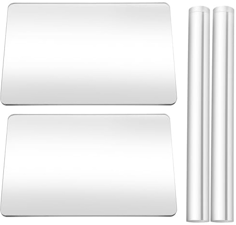 4 Pcs Polymer Clay Roller Tools, 2 Acrylic Clay Roller with 2 Clear Board, Round Tube Polymer Acrylic Rolling Pin for Art Craft DIY