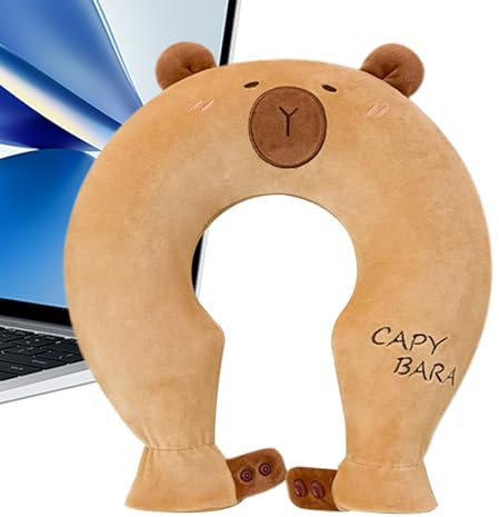 Wärmflasche in, Capibara, niedlich, für den Winter, warm, für Büro, Schule, Reisen, Hotel, Nacht, Urlaub, Tierkragen, Rücken-Entspannung
