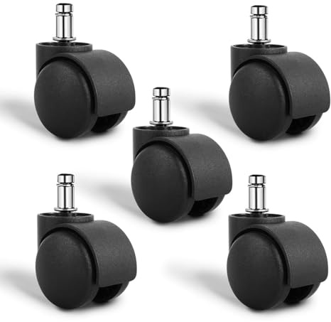 HUZNA Bürostuhl Rollen 5er Set,11x22mm Rollen,Super Leise und Weiche,Ersatz-hartbodenrollen für Gaming-Stühle,Drehstühle,ideal für Hartböden,Parkett,Teppich,Laminat