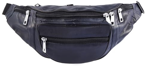 Steinmeister Unisex Tasche - Unisextasche aus Leder in Blau mit Reißverschluss