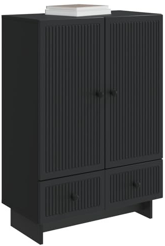 vidaXL Sideboard Schwarz 66 x 34,5 x 95 cm Holzwerkstoff, Stylische Wohnzimmereinheit, Vintage-Speicherschrank mit Schubladen, funktionale Anrichte, Holzdisplay Möbel