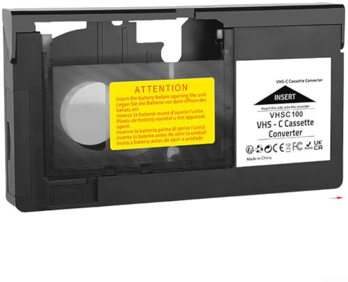 Adaptador VHS-C a VHS, para convertidor de cinta de videocámara para ver películas caseras antiguas, reproductor de casete compacto operado por AA, dispositivo de reproducción VHSC portátil para