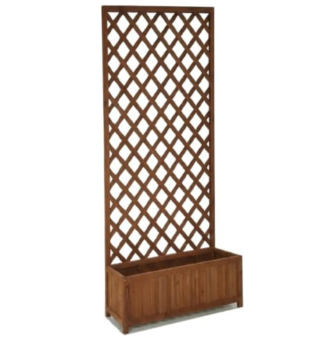 Fioriera in Legno con Grigliato ALTA CM 180 VASO L60xP30 per Piante Rampicanti e Fiori Separè per Ambienti Esterno Interno balconi terrazze Spalliera Traliccio steccato in Legno Naturale di cipresso