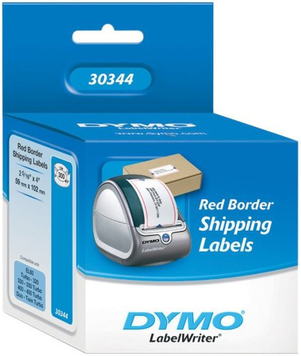 DYMO LabelWriter Versandetiketten, Weiß mit rotem Rand, 7,4 x 10,2 cm, 300 Stück pro Packung