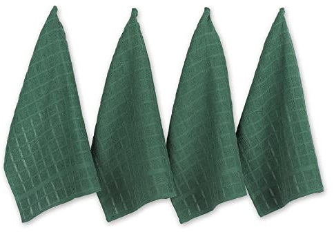 DII Windowpane - Juego de Toallas de Cocina, algodón, Color Verde Oscuro sólido, 40,6 x 66,0 cm