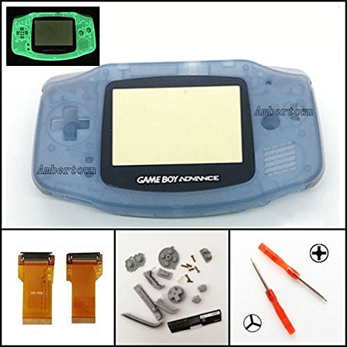 Komplettes Gehäuse für Nintendo Game Boy Advance GBA AGS 001 Mod Kit Ersatz Nachleuchtendes Blau