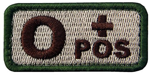 Taktisch Typ O positiv Blutgruppe Emblem Bestickter Aufnäher mit Haken- und Flauschbänder, Multitan