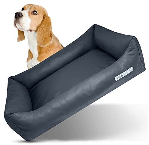 dogsfavorite Hunde-Bett mit Visco-Kissen - waschbares Hundekörbchen - hochwertiges Hundesofa - gelenkschonendes Hundekissen - robuste Hundematte - dunkelgrau - Gr. L - 115 x 85 cm