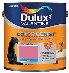 Peinture Color Resist Dulux Valentine - Lessivable et resistante pour Murs & Boiseries - aspect Mat Ultra Rose 2,5 L - Dulux Valentine