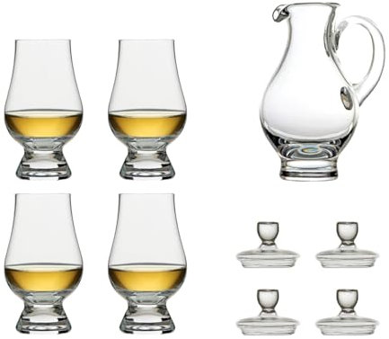 Glencairn The Official Whisky 4 Glass, 1 Jug and 4 Cap Set