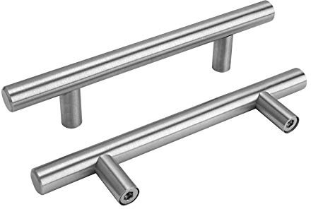 goldenwarm LS201BSS90 15 modernos tiradores plateados de acero inoxidable. Tiradores de barra para armarios de cocina, muebles, puertas y armarios de ropa