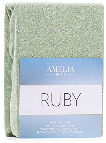 AmeliaHome Tissu Éponge Drap Housse Coton 180x200 200x200 cm Vert Bouteille