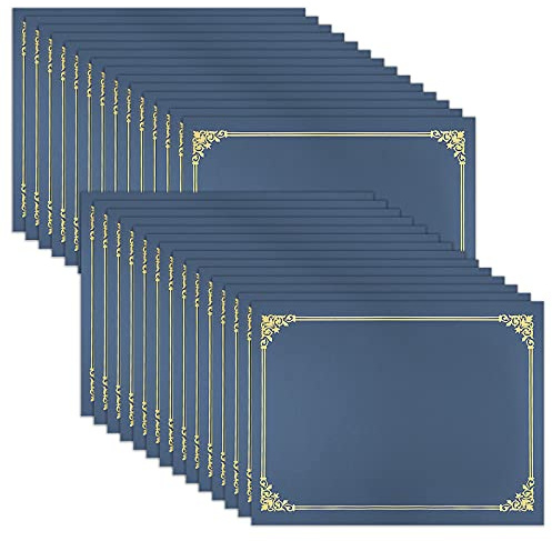 SUNEE Certificate Holders(Navy Blue, 30 Packs), Diploma Covers Gold Foil Border, for Letter Size 8.5x11 Certificates, Cardstock, Document Papers