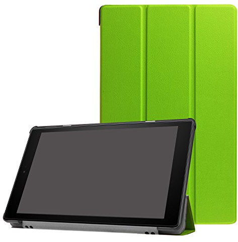 Shinyzone Slim Case for Amazon Fire HD 10 inch 2019/2017,Tri-Fold Stand Smart Case Cover with Auto Sleep/Wake Function,Premium PU Leather TPU Bumper Protective Case,Green