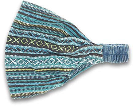 KUNST UND MAGIE Unisex Hippie Kopfband Stirnband Goa Yoga Stonewashed, Farbe:Petrol