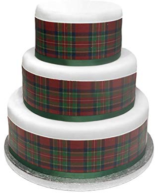 Top That Essbares Deko-Band, rotes Schottenkaro, perfekt für größere Kuchen, einfach zu verwenden