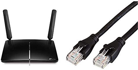 TP-Link Archer MR600 Router 4G+ Cat6 300Mbps, Wi-Fi AC1200 Dual Band, MicroSIM & Amazon Basics Cavo patch Ethernet di Cat6 con connettori RJ45, 4,26 m