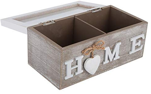 Tissting Scatola Portagioie in Legno, 2 Scomparti, Vetro Acrilico, Stile Retrò, per Organizzazione e Decorazione Desktop